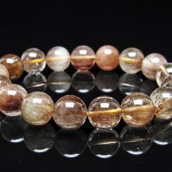 ルチルクォーツ ブレスレット 12mm ゴールドルチル ブロンズルチル 一点物 111-54888