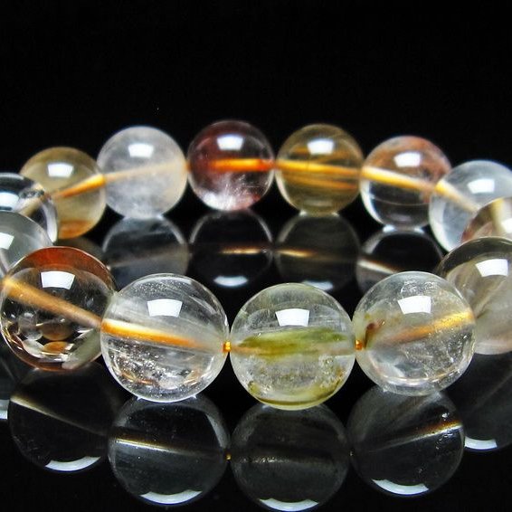 ルチルクォーツ ブレスレット 15mm ゴールドルチル ブロンズルチル 一点物 111-54891
