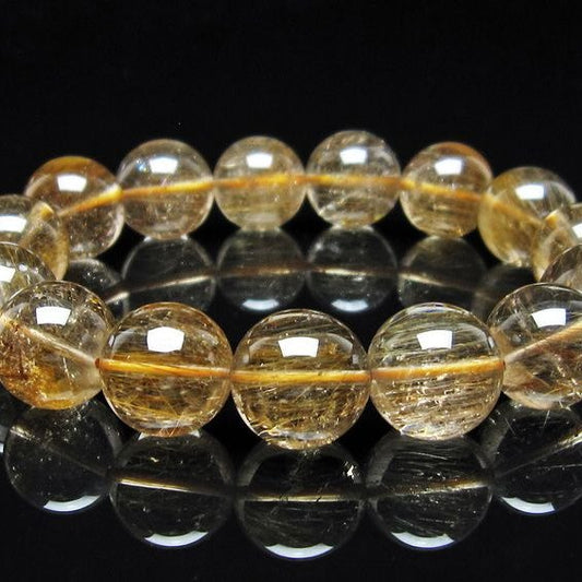 ルチルクォーツ ブレスレット 15mm ゴールドルチル ブロンズルチル 一点物 111-54892