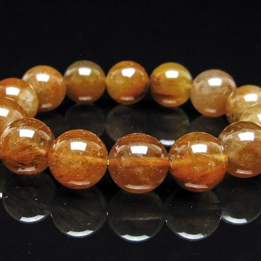 ルチルクォーツ ブレスレット 15mm ゴールドルチル ブロンズルチル 一点物 111-54906