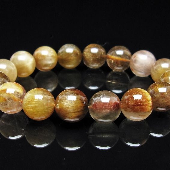 ルチルクォーツ ブレスレット 13mm ゴールドルチル ブロンズルチル 一点物 111-54915