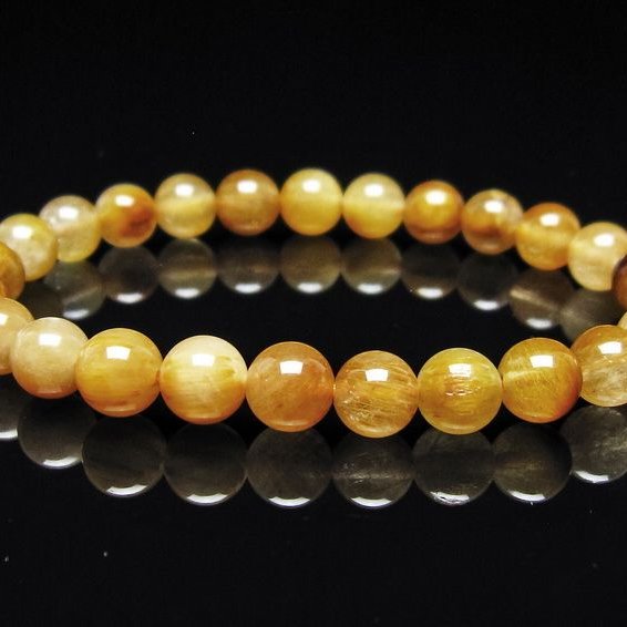 ルチルクォーツ ブレスレット 7mm ゴールドルチル ブロンズルチル メール便可 一点物 111-54925
