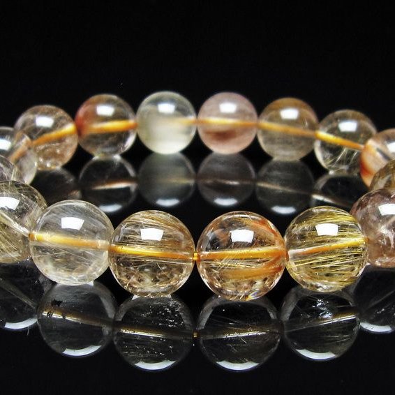 ルチルクォーツ ブレスレット 13mm ゴールドルチル ブロンズルチル 一点物 111-54929