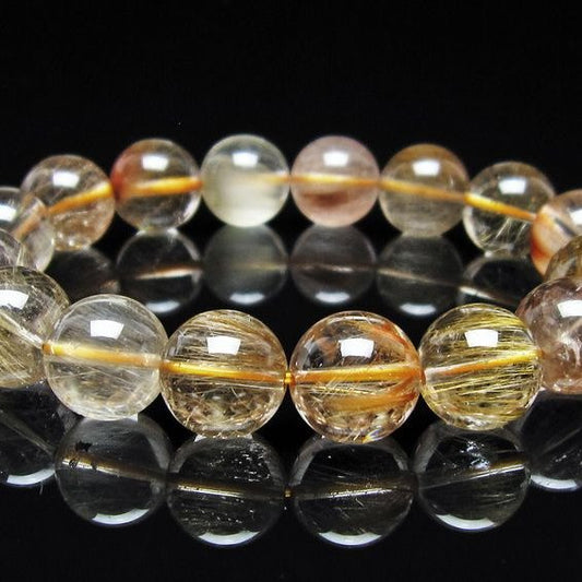 ルチルクォーツ ブレスレット 13mm ゴールドルチル ブロンズルチル 一点物 111-54929