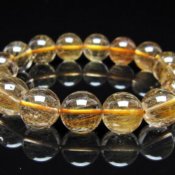 ルチルクォーツ ブレスレット 13mm ゴールドルチル ブロンズルチル 一点物 111-54930