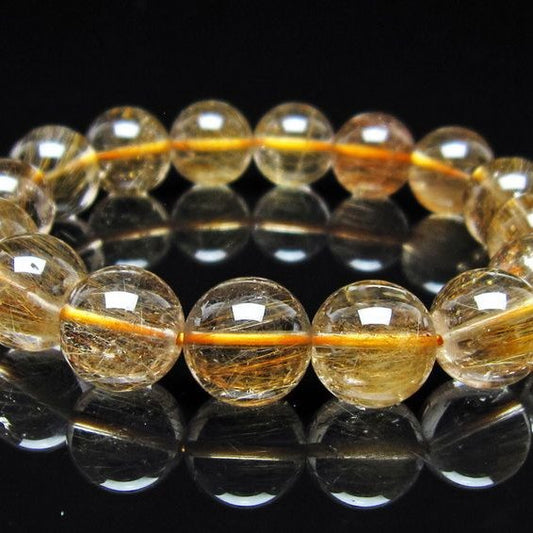 ルチルクォーツ ブレスレット 13mm ゴールドルチル ブロンズルチル 一点物 111-54930