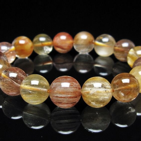 ルチルクォーツ ブレスレット 12mm ゴールドルチル ブロンズルチル 一点物 111-54933