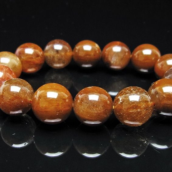 ルチルクォーツ ブレスレット 15mm ゴールドルチル ブロンズルチル 一点物 111-54952