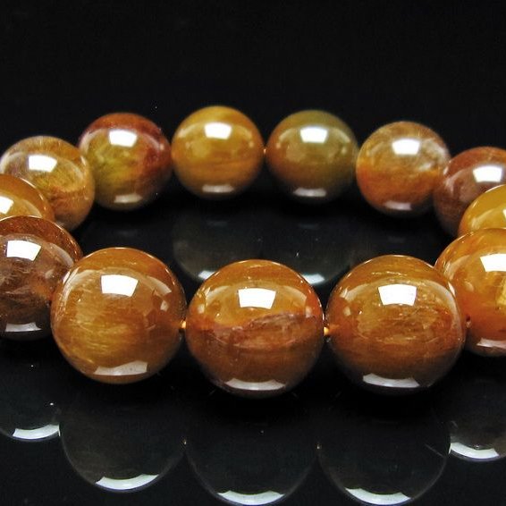ルチルクォーツ ブレスレット 16mm ゴールドルチル ブロンズルチル 一点物 111-54954