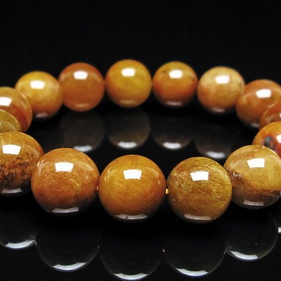 ルチルクォーツ ブレスレット 13mm ゴールドルチル ブロンズルチル 一点物 111-54976