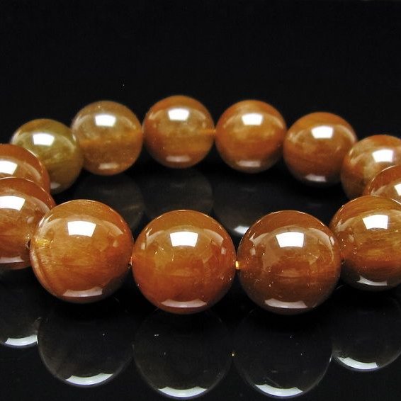 ルチルクォーツ ブレスレット 16mm ゴールドルチル ブロンズルチル 一点物 111-54982