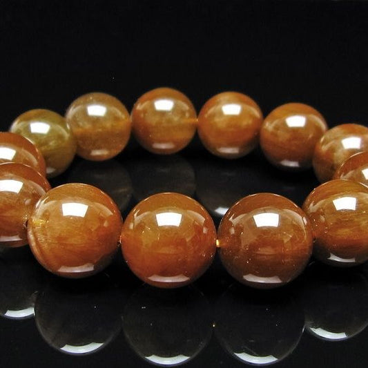 ルチルクォーツ ブレスレット 16mm ゴールドルチル ブロンズルチル 一点物 111-54982
