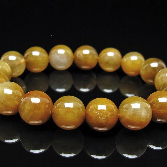 ルチルクォーツ ブレスレット 12mm ゴールドルチル ブロンズルチル 一点物 111-54995