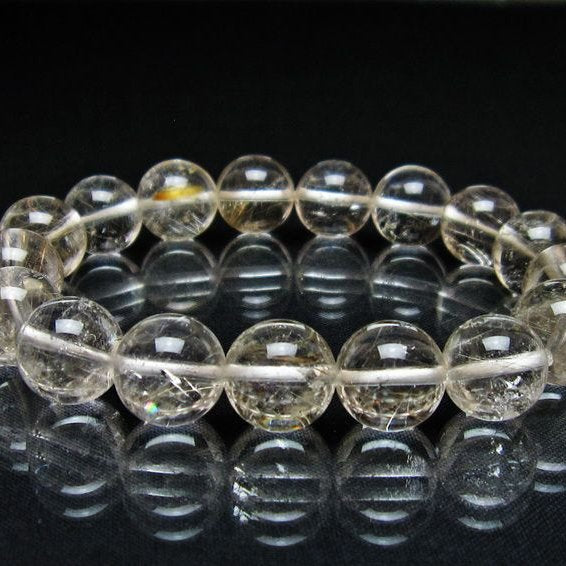 ルチルクォーツ ブレスレット 12mm プラチナルチル ブレス メール便可 一点物 111-55000