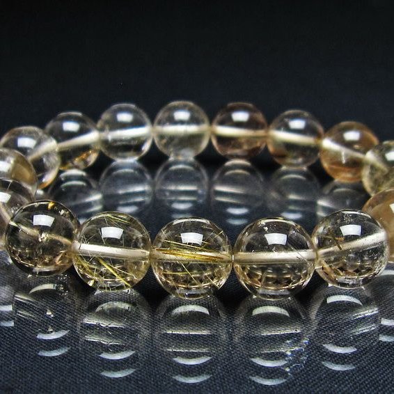 ルチルクォーツ ブレスレット 12mm プラチナルチル ブレス メール便可 一点物 111-55006