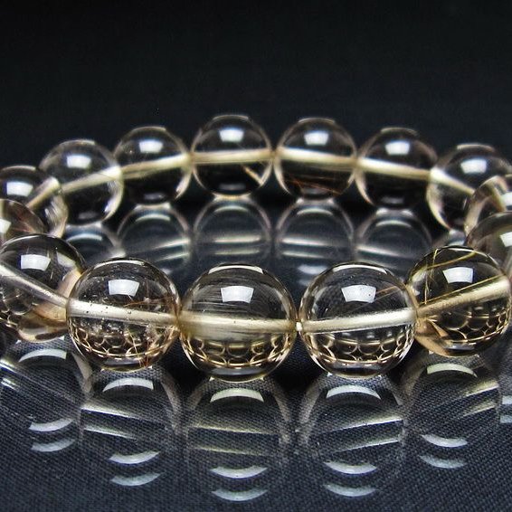 ルチルクォーツ ブレスレット 14mm プラチナルチル ブレス 一点物 111-55008