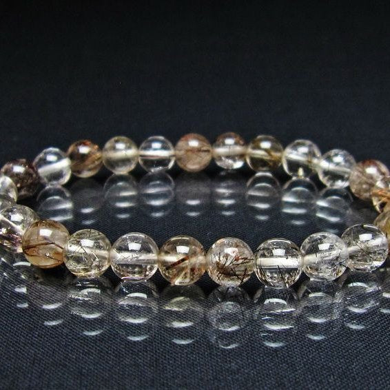 ルチルクォーツ ブレスレット 8mm プラチナルチル ブレス メール便可 一点物 111-55009
