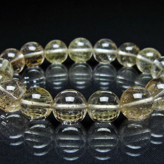 ルチルクォーツ ブレスレット 12mm プラチナルチル ブレス 一点物 111-55016