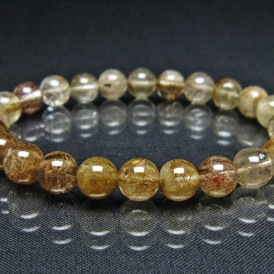 ルチルクォーツ ブレスレット 8mm プラチナルチル ブレス メール便可 一点物 111-55025