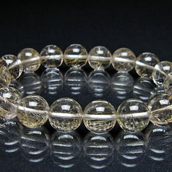 ルチルクォーツ ブレスレット 12mm プラチナルチル ブレス 一点物 111-55033