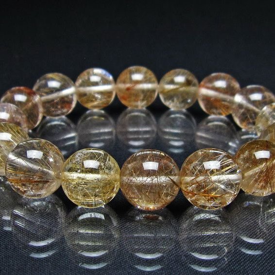 ルチルクォーツ ブレスレット 13mm プラチナルチル ブレス 一点物 111-55039