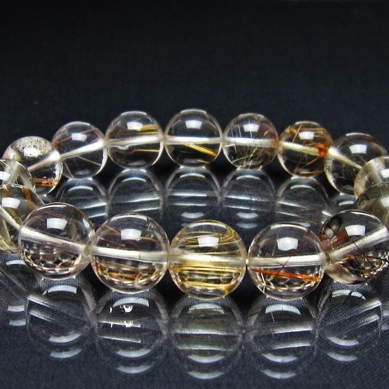 ルチルクォーツ ブレスレット 13mm プラチナルチル ブレス 一点物 111-55040
