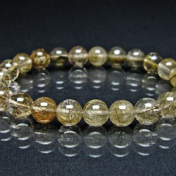 ルチルクォーツ ブレスレット 8mm プラチナルチル ブレス 一点物 111-55041