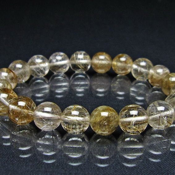 ルチルクォーツ ブレスレット 10mm プラチナルチル ブレス 一点物 111-55042