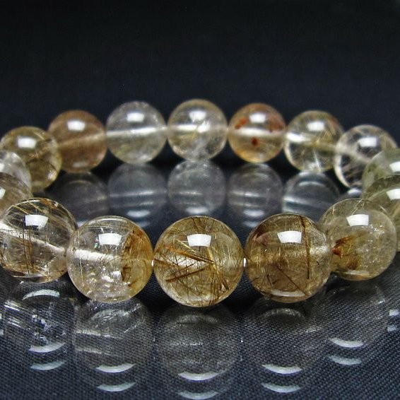 ルチルクォーツ ブレスレット 13mm プラチナルチル ブレス 一点物 111-55044