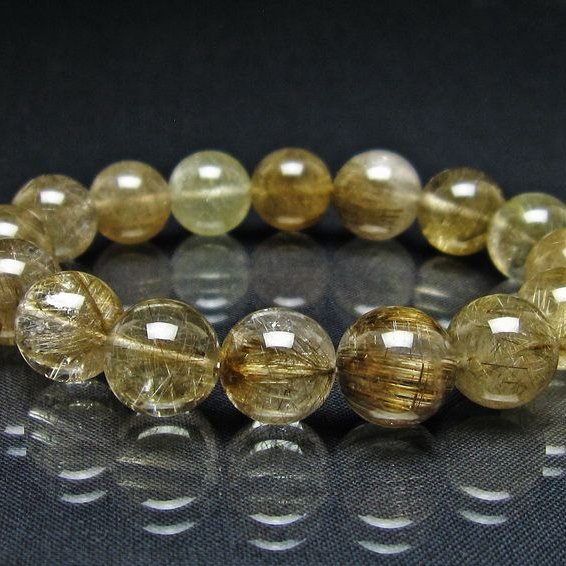 ルチルクォーツ ブレスレット 13mm プラチナルチル ブレス 一点物 111-55045