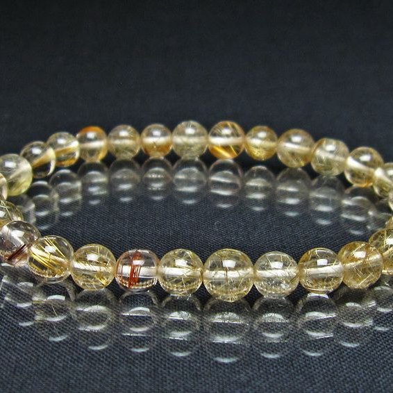 ルチルクォーツ ブレスレット 6mm プラチナルチル ブレス メール便可 一点物 111-55058