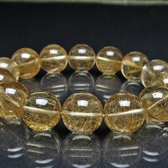 ルチルクォーツ ブレスレット 16mm プラチナルチル ブレス 一点物 111-55065
