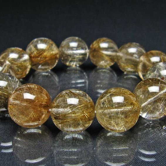 ルチルクォーツ ブレスレット 16mm プラチナルチル ブレス 一点物 111-55066