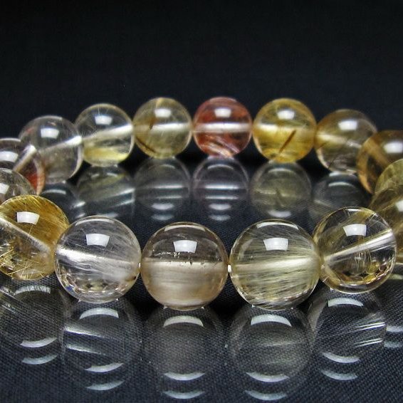 ルチルクォーツ ブレスレット 13mm プラチナルチル ブレス 一点物 111-55067