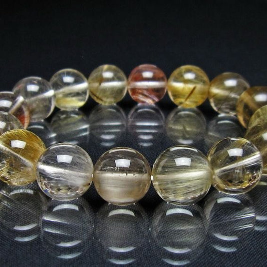 ルチルクォーツ ブレスレット 13mm プラチナルチル ブレス 一点物 111-55067