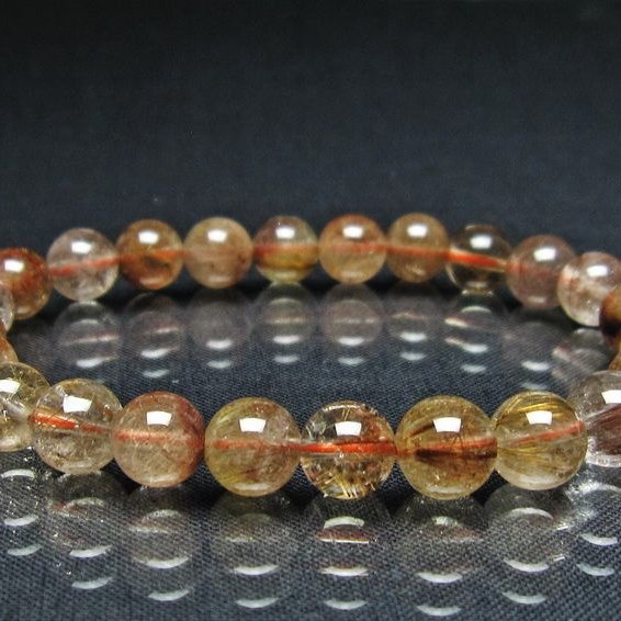 プラチナルチル ブレスレット 8mm レッド ルチルクォーツ メール便可 一点物 111-55104