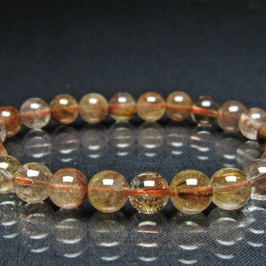 プラチナルチル ブレスレット 8mm レッド ルチルクォーツ メール便可 一点物 111-55104