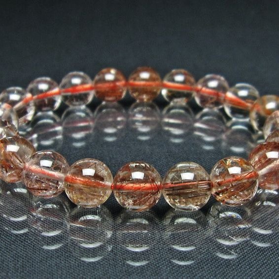 プラチナルチル ブレスレット 10mm レッド ルチルクォーツ 一点物 111-55128