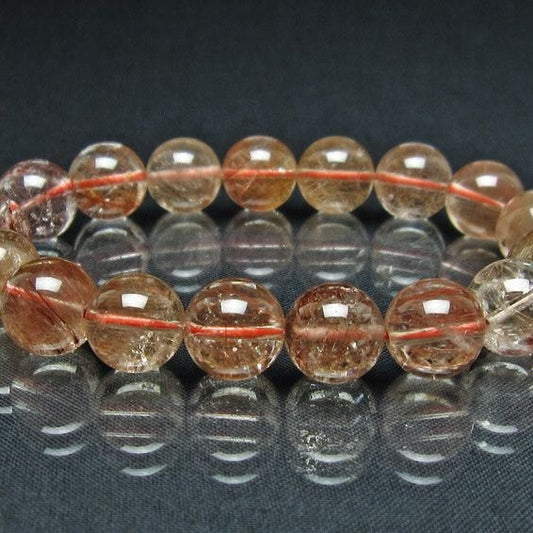 プラチナルチル ブレスレット 12mm レッド ルチルクォーツ 一点物 111-55134