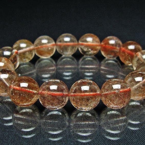 プラチナルチル ブレスレット 13mm レッド ルチルクォーツ 一点物 111-55135