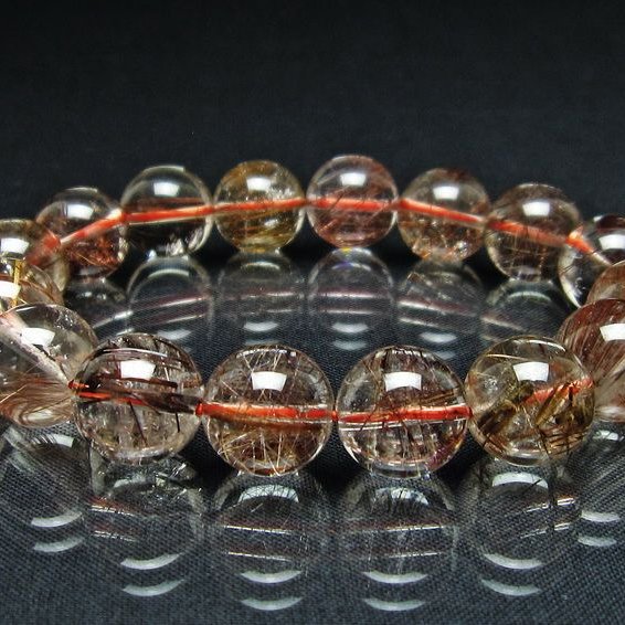 プラチナルチル ブレスレット 13mm レッド ルチルクォーツ 一点物 111-55136