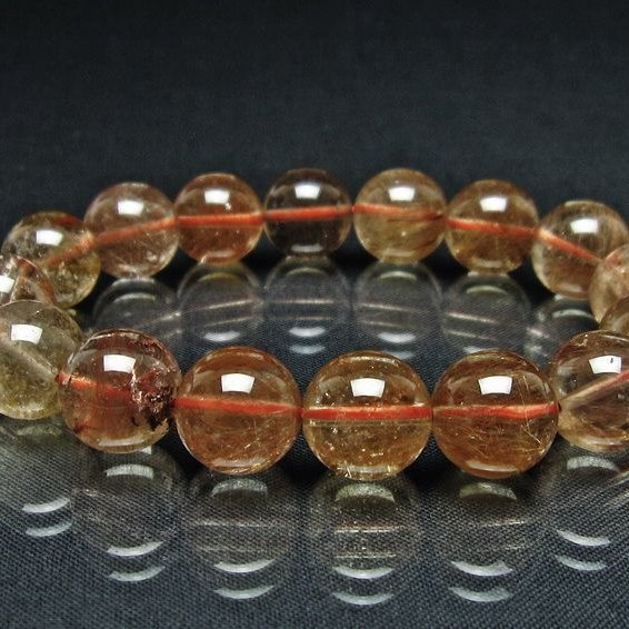 プラチナルチル ブレスレット 13mm レッド ルチルクォーツ 一点物 111-55138