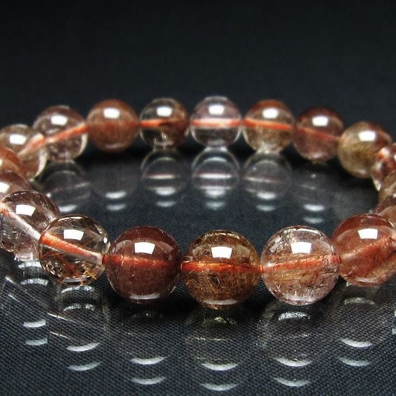 プラチナルチル ブレスレット 10mm レッド ルチルクォーツ 一点物 111-55152
