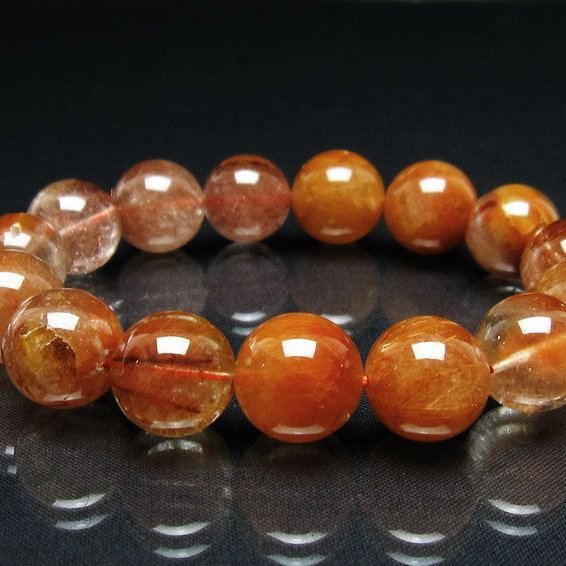 プラチナルチル ブレスレット 15mm レッド ルチルクォーツ 一点物 111-55156