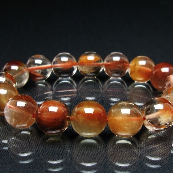プラチナルチル ブレスレット 13mm レッド ルチルクォーツ 一点物 111-55157