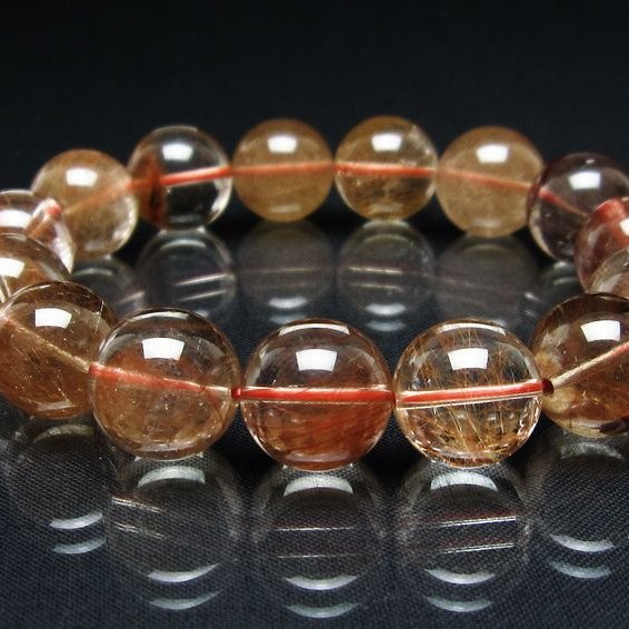 プラチナルチル ブレスレット 15mm レッド ルチルクォーツ 一点物 111-55158