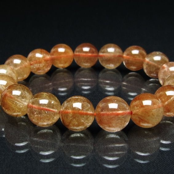 プラチナルチル ブレスレット 12mm レッド ルチルクォーツ 一点物 111-55161