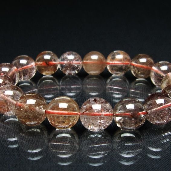 プラチナルチル ブレスレット 12mm レッド ルチルクォーツ 一点物 111-55165