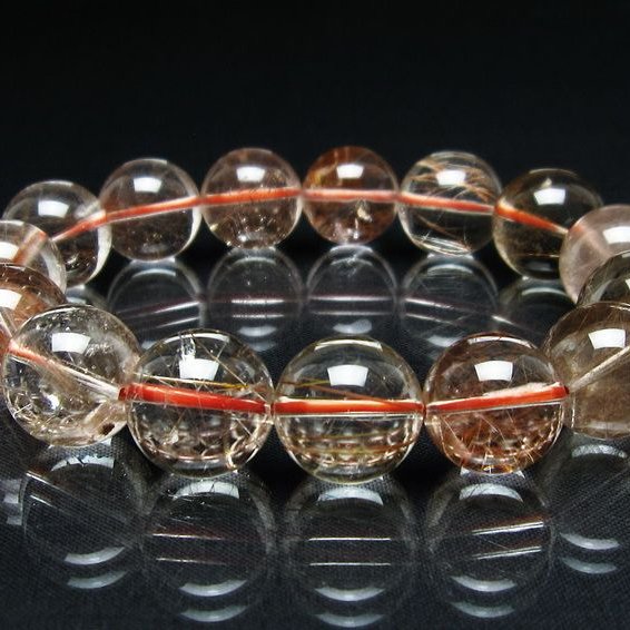 プラチナルチル ブレスレット 16mm レッド ルチルクォーツ 一点物 111-55167