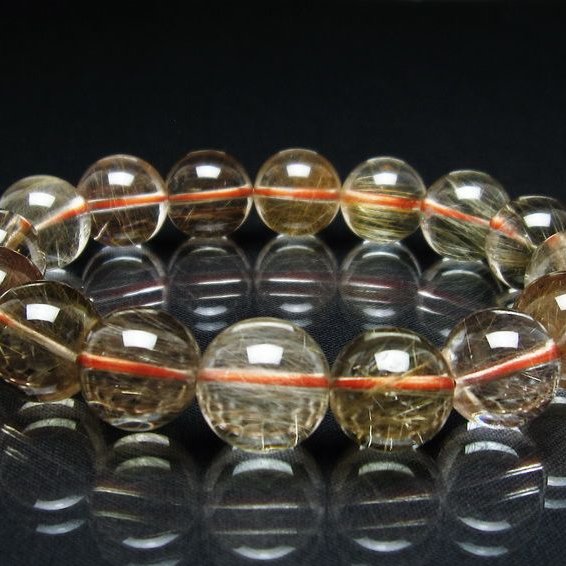 プラチナルチル ブレスレット 13mm レッド ルチルクォーツ 一点物 111-55168